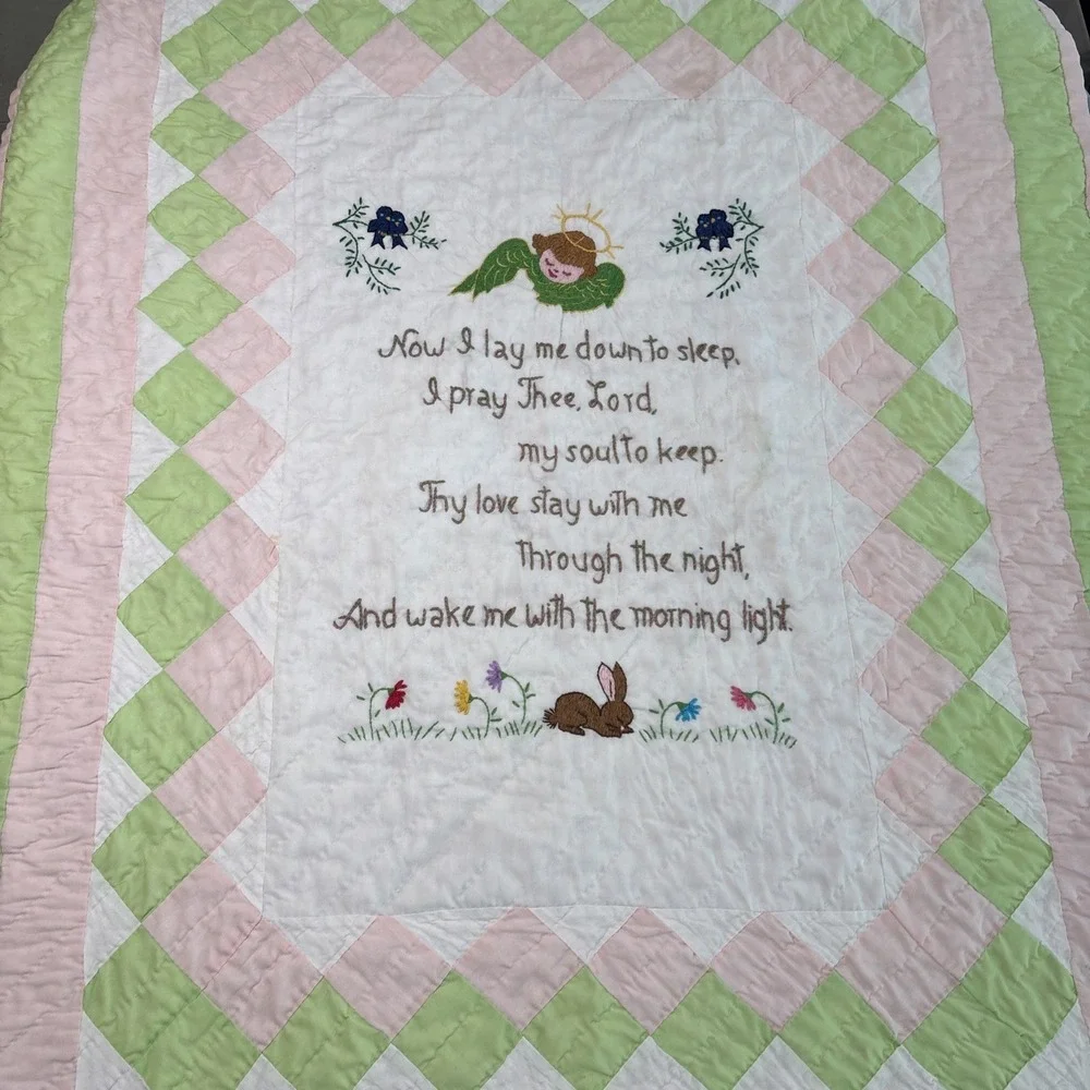 VTG Handmade Baby Quilt 37X 47